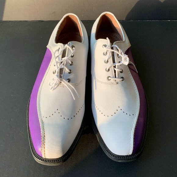 Footjoy Icon Traditional Golf Shoes White W/ Purple (11.5) - Picture 2 of 6